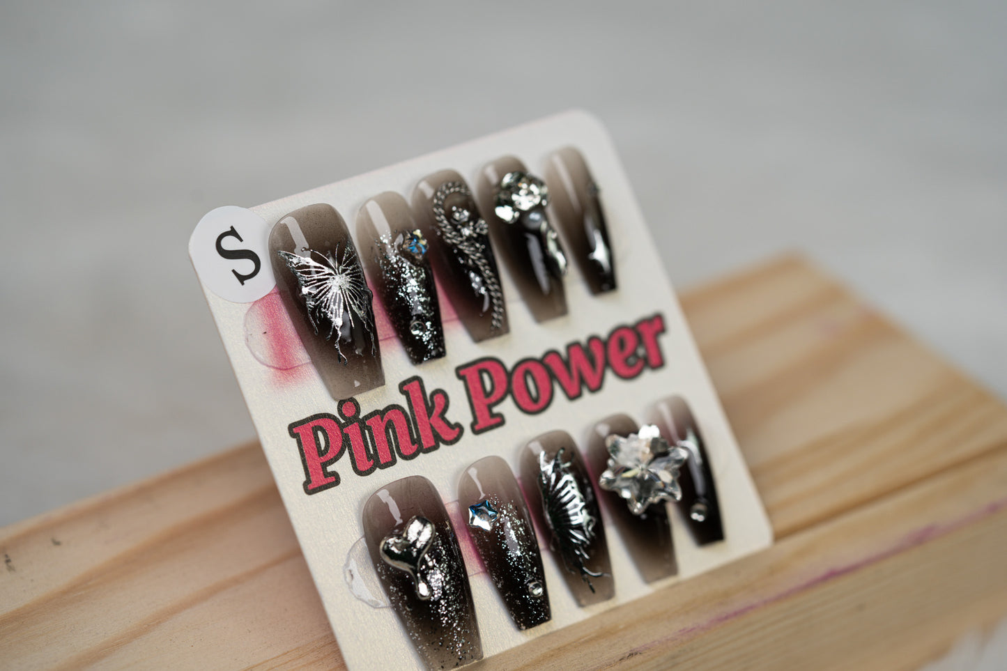 Pink Power Press on Nails- Brown Butterfly