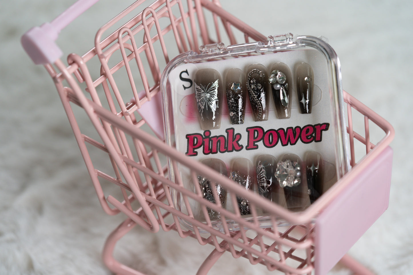 Pink Power Press on Nails- Brown Butterfly