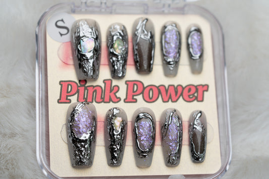 Pink Power Press on Nails- Coral Reef