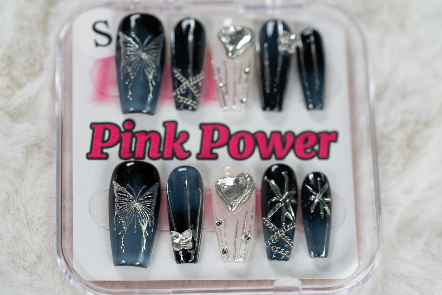 Pink Power Press on Nails- Chained Butterfly