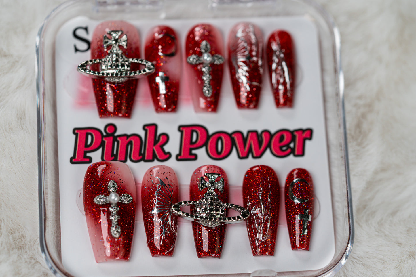 Pink Power Press on Nails- Red Queen