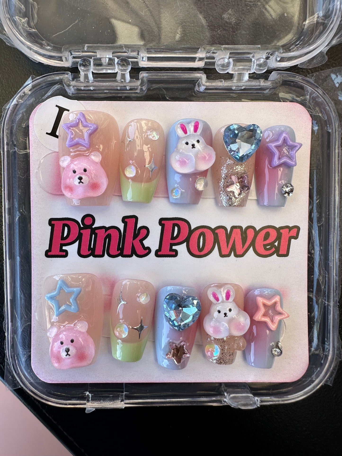 Pink Power Press on Nails- Pink Bear