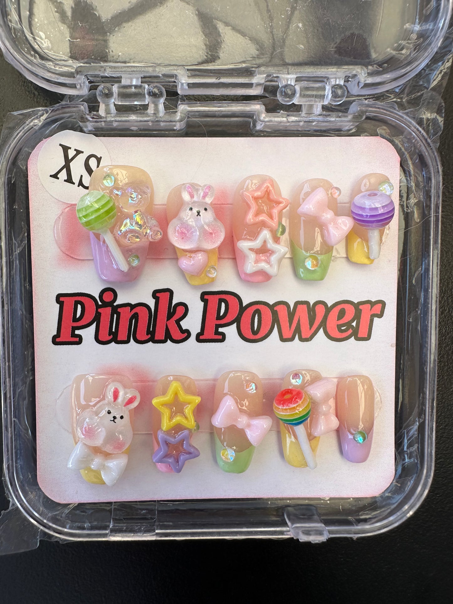 Pink Power Press on Nails- Lollipop Rabbit