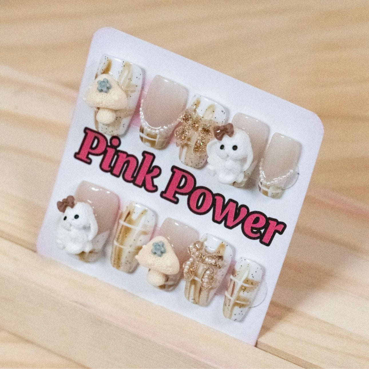 Pink Power Press on Nails- Rabbit Party
