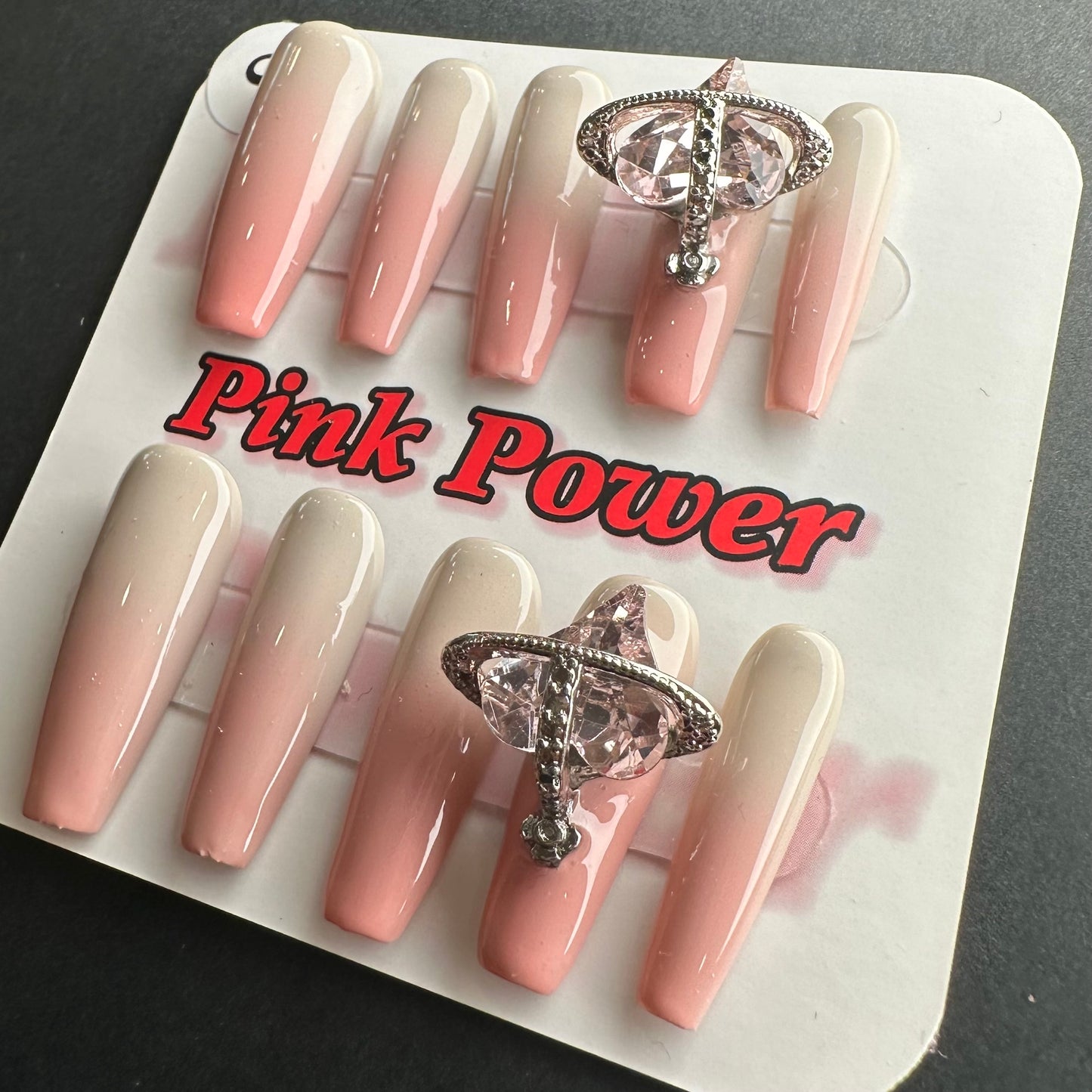 Pink Power Press on Nails- Pink Diamond Crown
