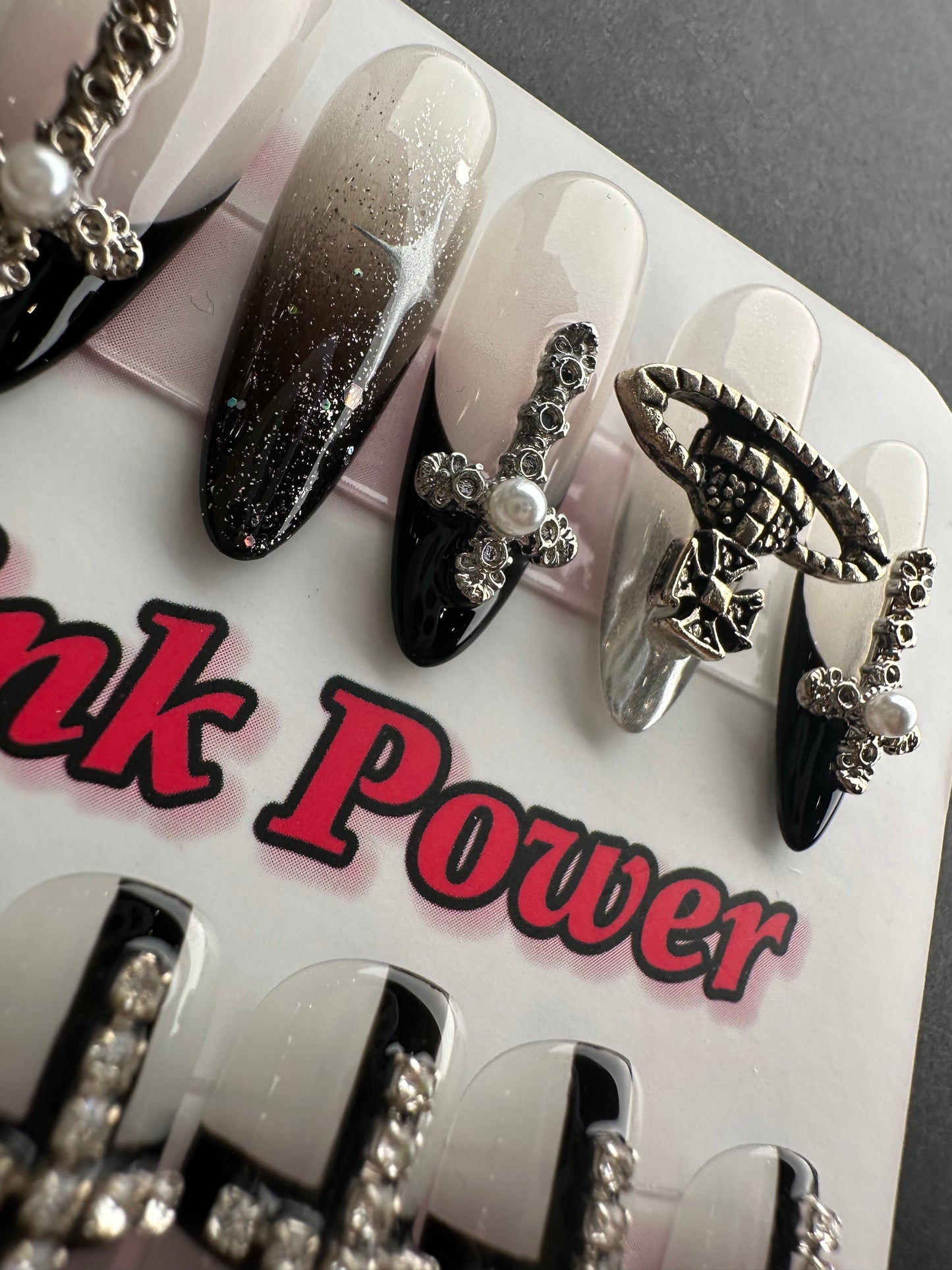 Pink Power Press-on Nails, Diamond Cross