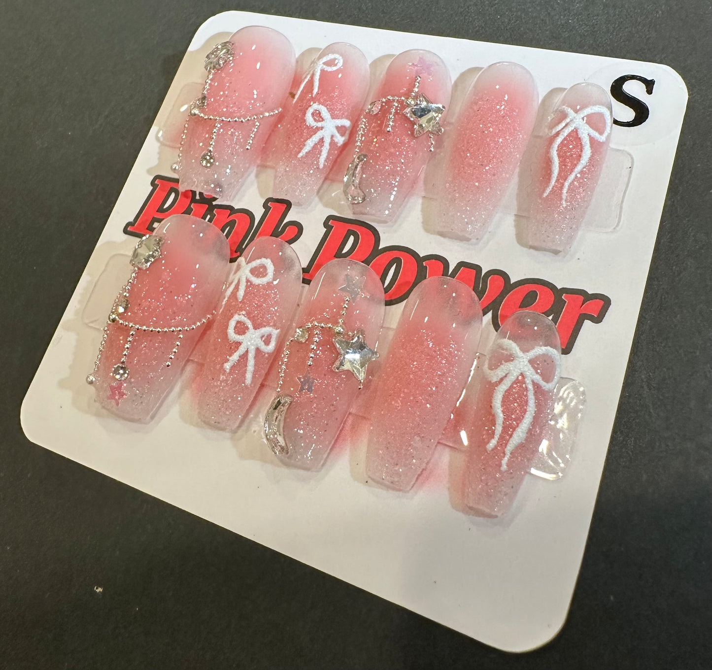 Pink Power Press on Nails- Pink Sparkle Ribbon